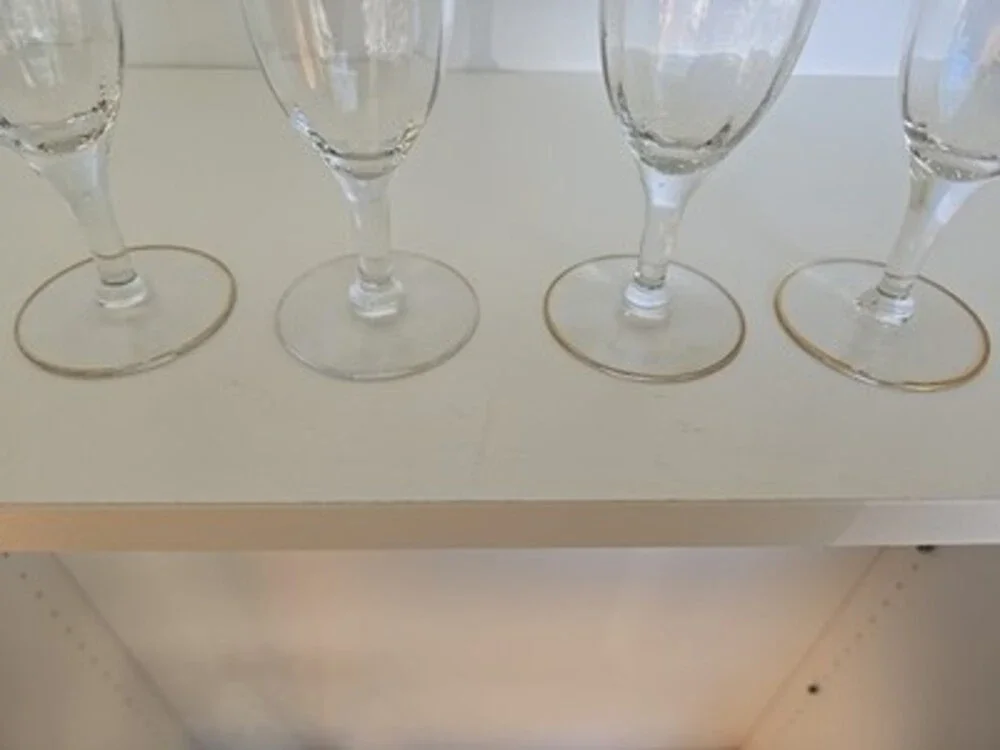 Champagne Flute Gold Rim Tiffin Franciscan Vintage Ramble Rose Valencia - 4